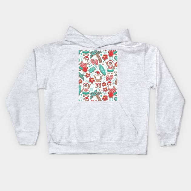 Mele Kalikimaka Hawaiian Christmas gingerbread cookies // pattern // white background Kids Hoodie by SelmaCardoso